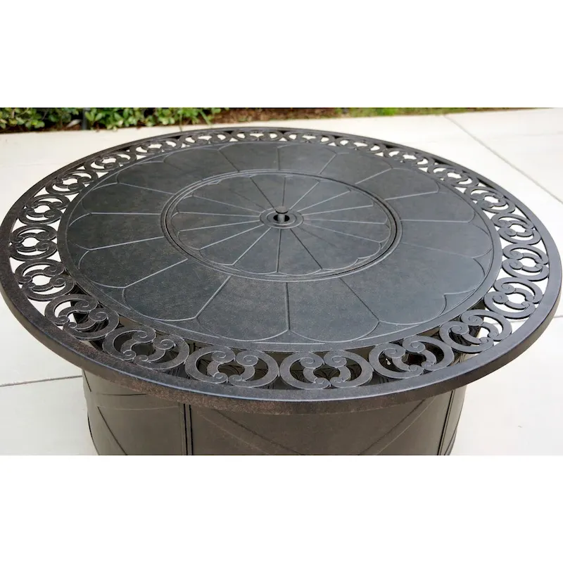 Nassau 4-Piece Patio Propane Fire Pit Loveseat Conversation Set with Cushions and 47
