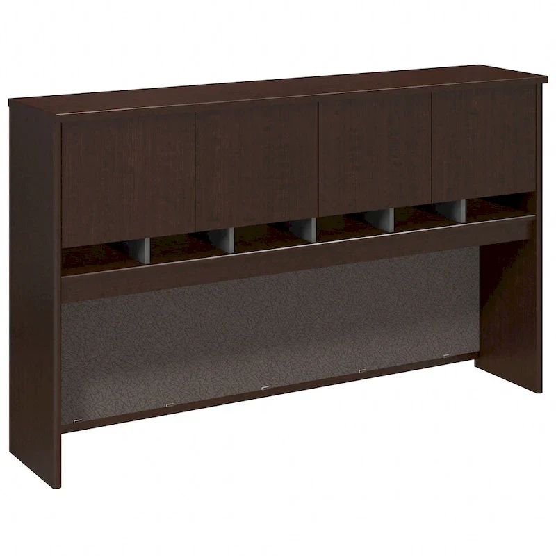 72W 4-Door Office Hutch Cabinet | Upper Storage Bookcase for Office Desk | Professional Style