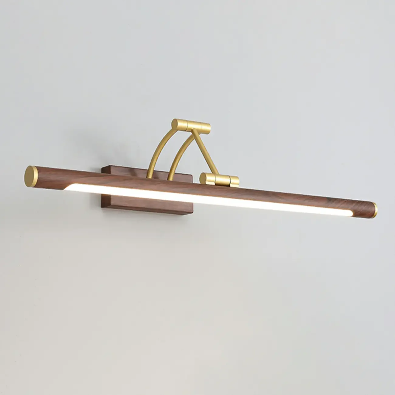 Modern Wood LED Tubular Vanity Light with Swing Arm
