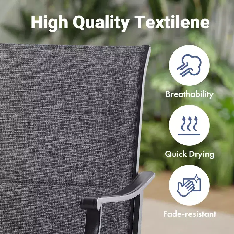 GDFStudio Aiko Modern Metal Patio Swivel Dining Chairs with Padded Textilene Fabric (Set of 2)