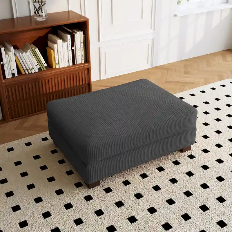 Sofa Corduroy Ottoman with Soild Wood