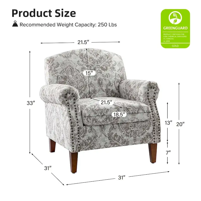 Giampiero Living Room Armchair with Nailhead Trims Set of 2 by HULALA HOME