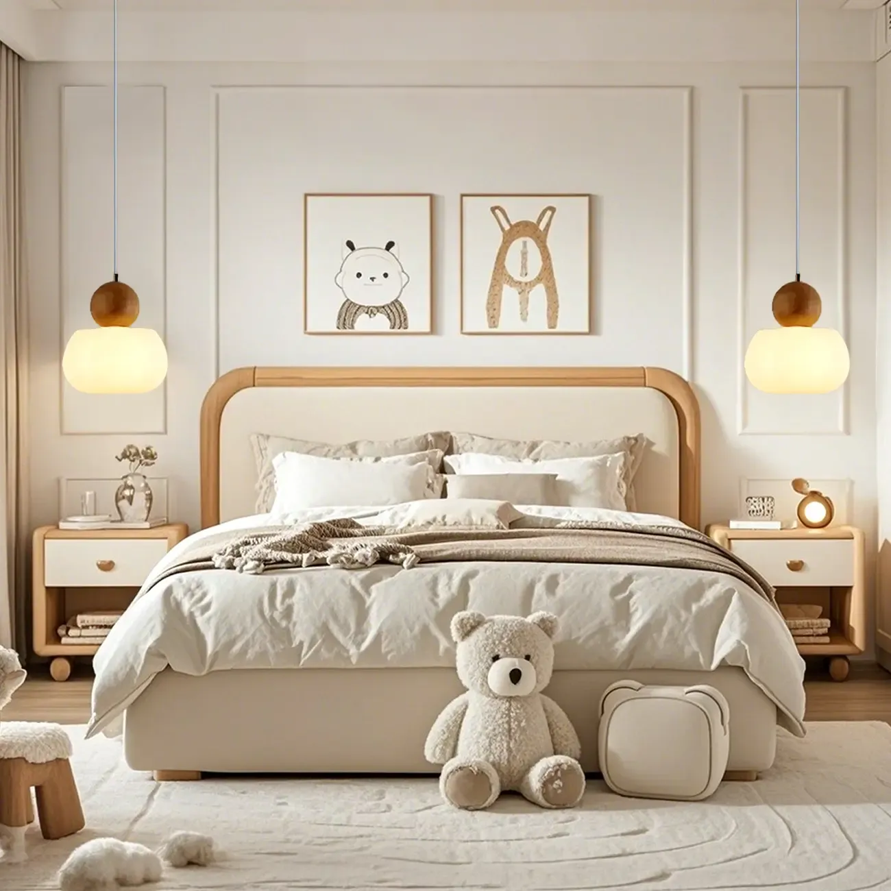 Modern Wooden Cloud Pendant Light for Bedroom