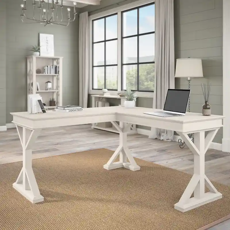 Homestead 60W Farmhouse L Shaped Desk by Bush Furniture