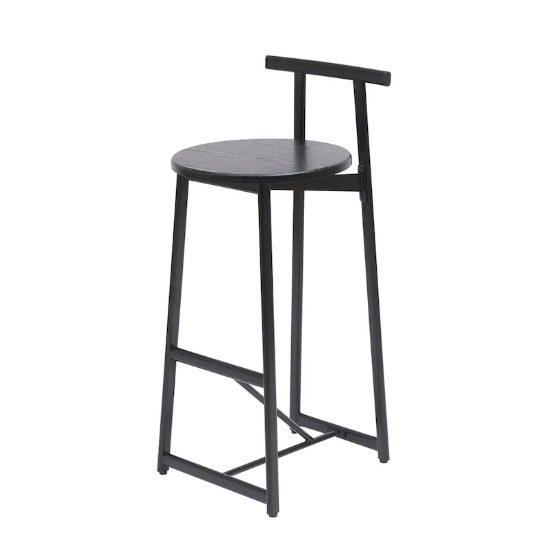 Armless Counter Height Bar Stool Set of 3, with Metal Frame and Wooden Seat