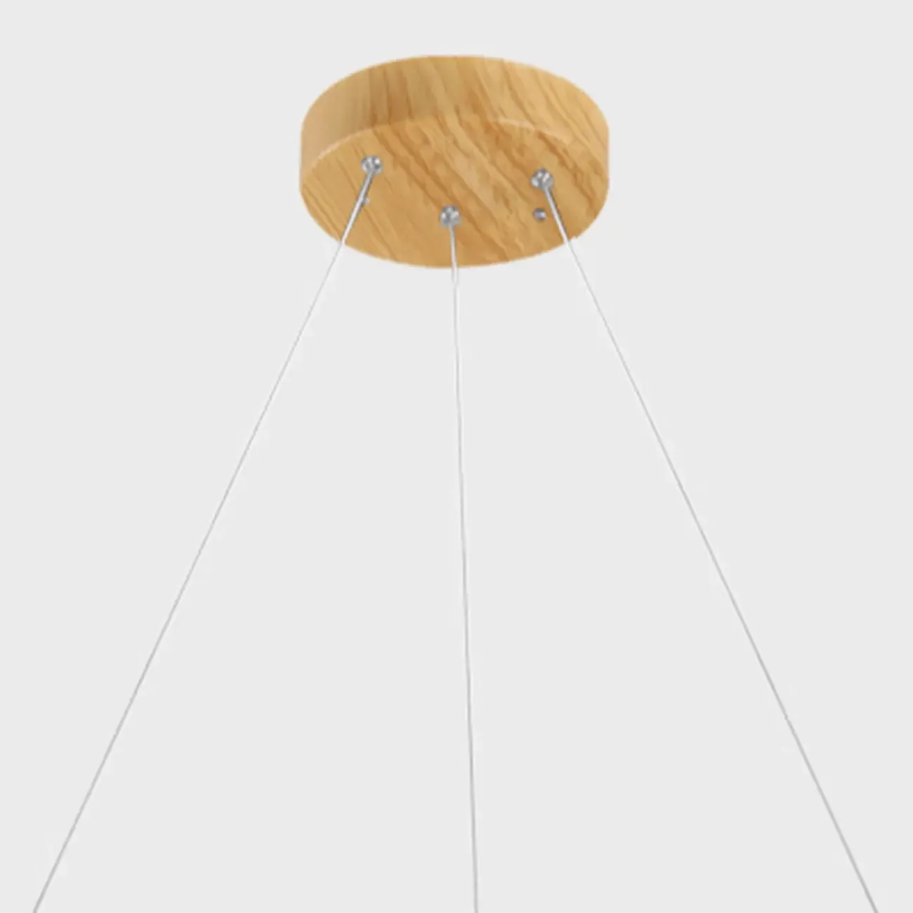 Modern Circular Wood LED Chandelier with Adjustable Height