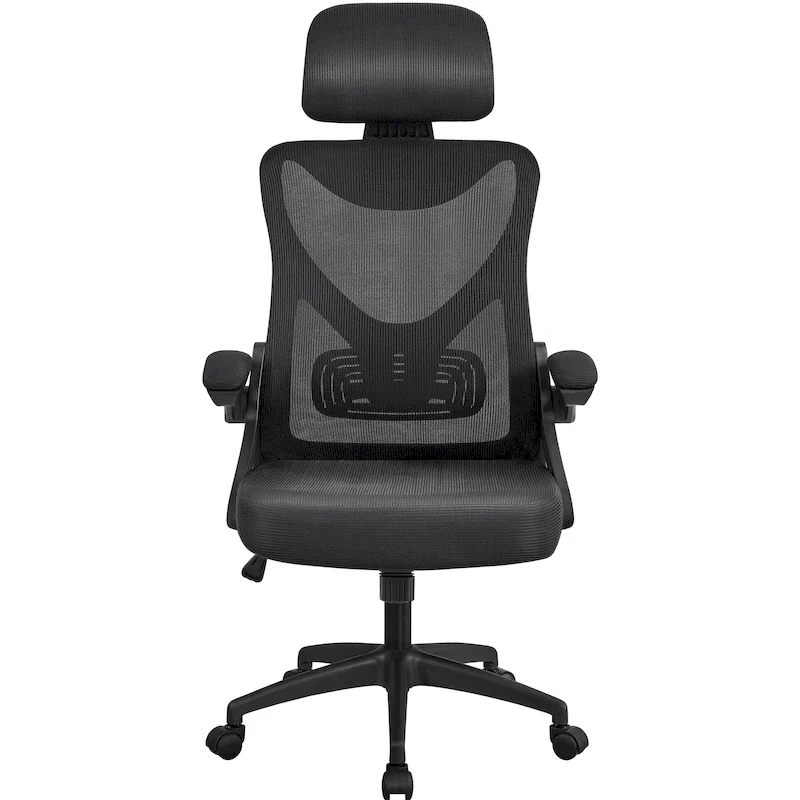 Yaheetech High Back Mesh Office Chair with Flip-up Armrest Ergonomic Desk Chair - N/A