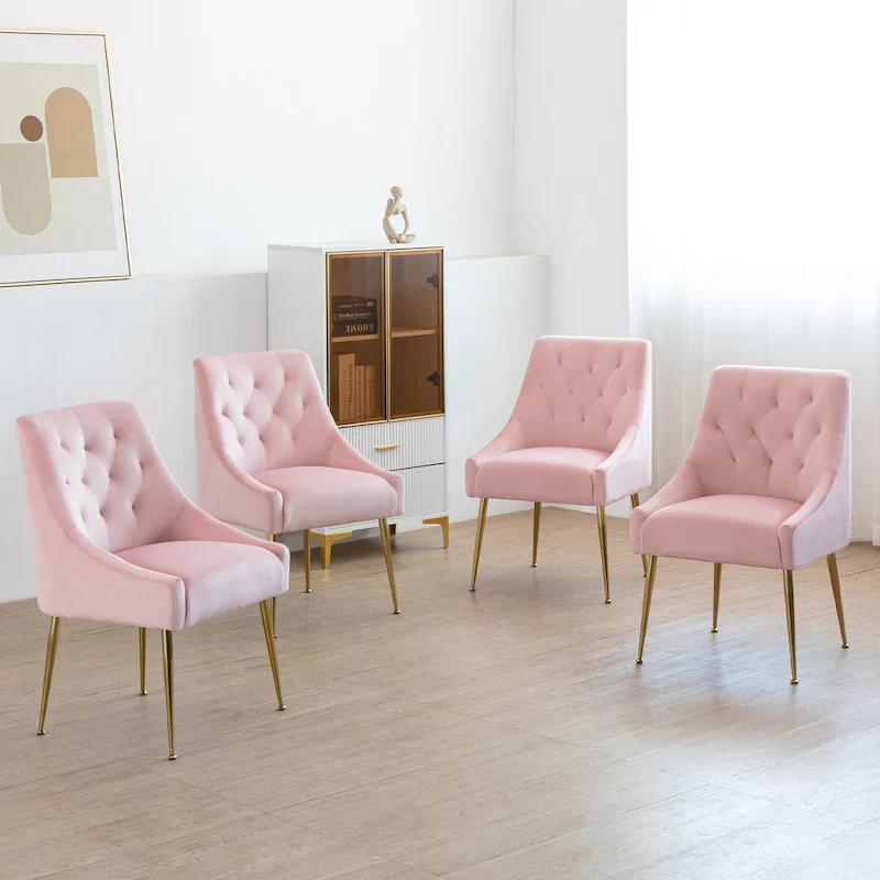 XINMICS Mid-Century Modern Velvet Dining Chair, Upholstered Parsons Chair, Set of 2