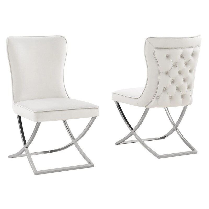 Best Master Furniture Leanne Velvet Upholstered Tufted Side Chairs - N/A