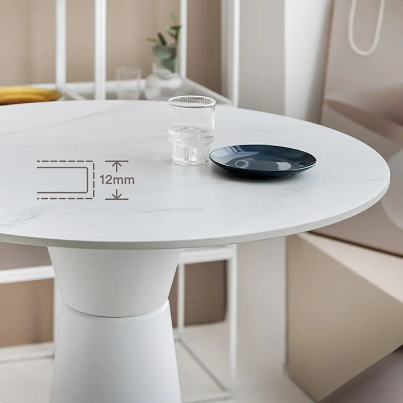 Elegant Pedestal Round White Marble Bar Table