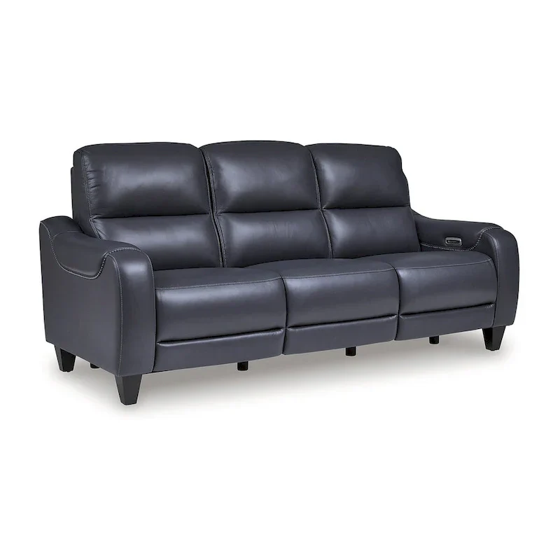 Leather Power Reclining Sofa with Adjustable Headrests and USB Charging