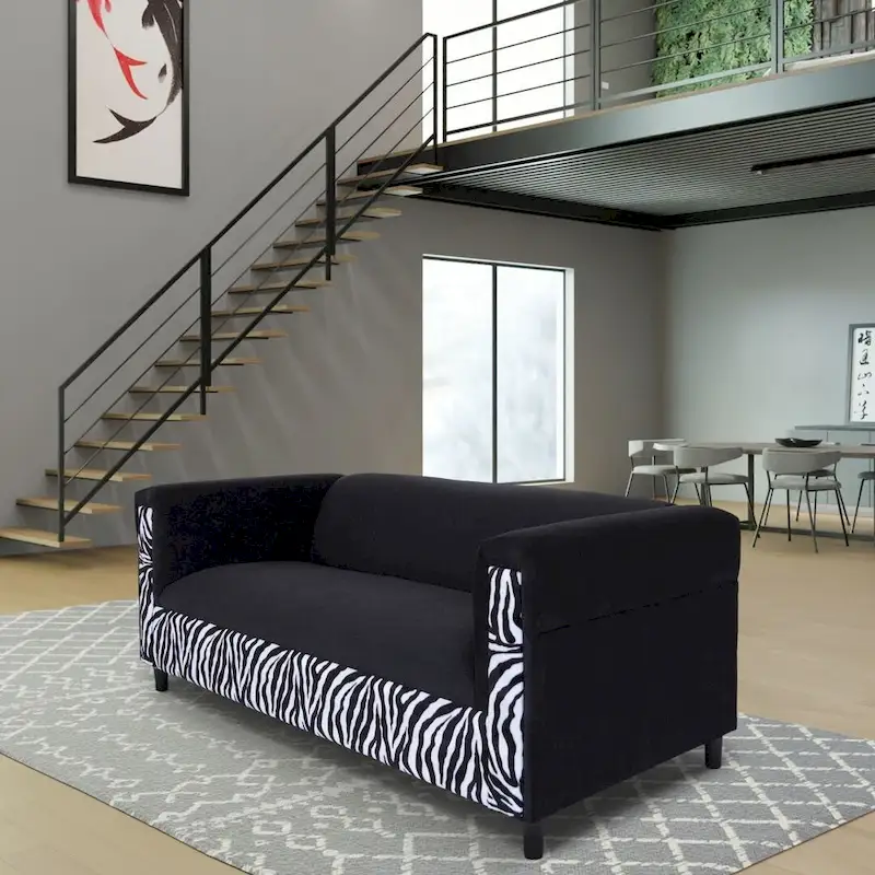 Coast to Coast Sofas Mid Century Modern 3 Seater Sofa Velvet Solid Wood Frame Upholstered