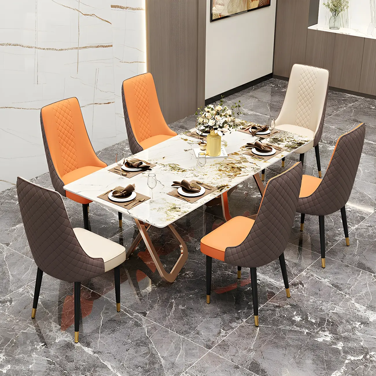 Modern Leather Full Back Upholstered Dining Chair