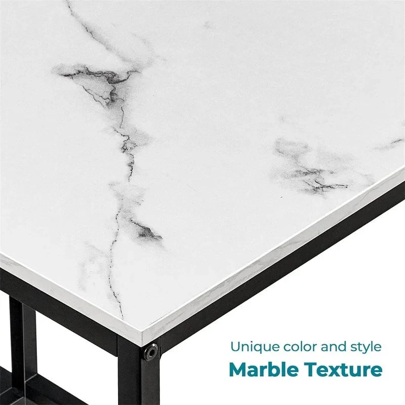White / Black Marble / Oak / Brown / White Marble 2-Tier Computer Desk with Shelves – Modern Style, Home Office Use