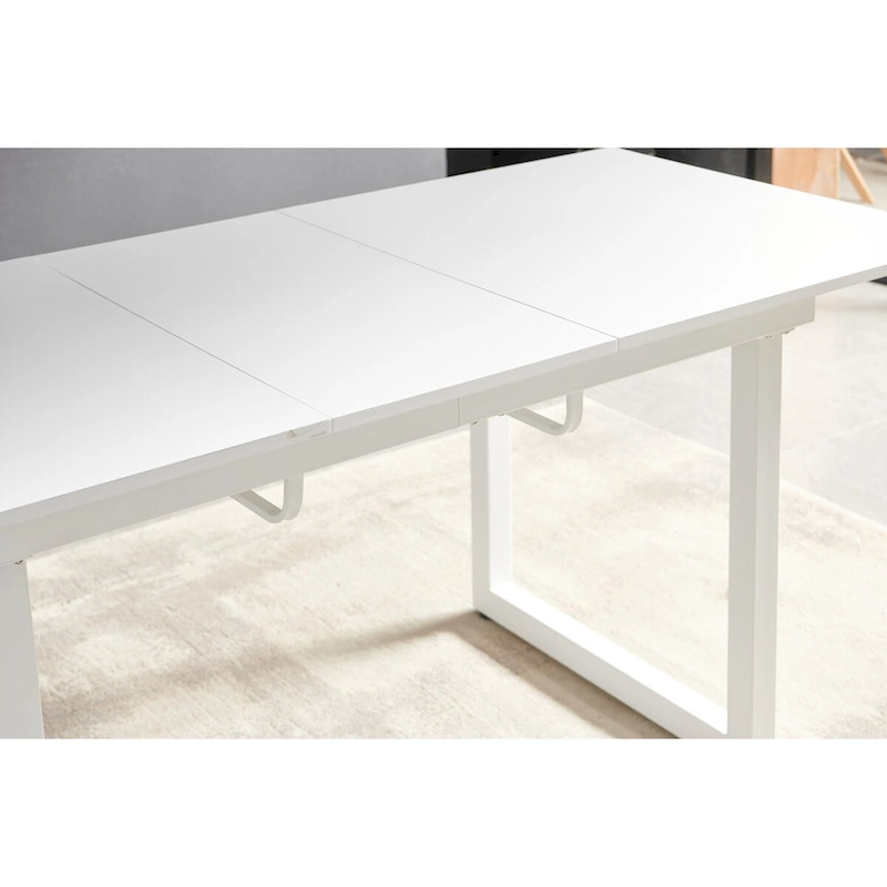 Square Extendable Dining Table with metal leg,Modern Space Saving Kitchen Table( 70.86 W x 31.5 D x 29.5 H)