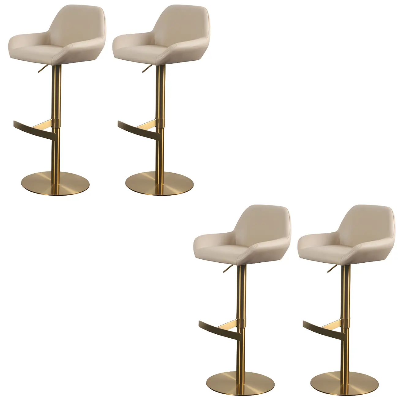 Glossy Metal Bucket Swivel Adjustable Bar Stools