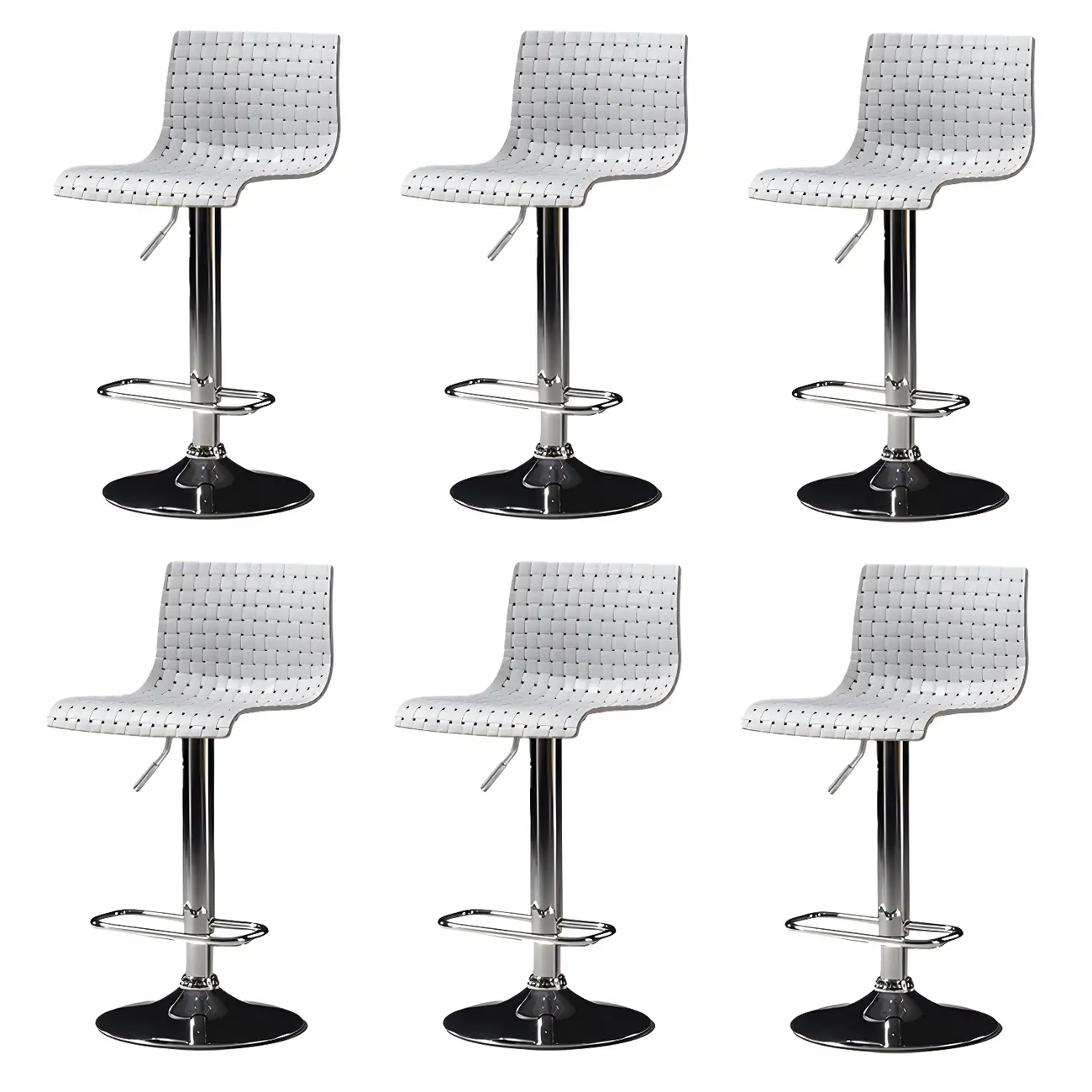 Modern Square Seat Plastic Rattan Adjustable Swivel Bar Stools
