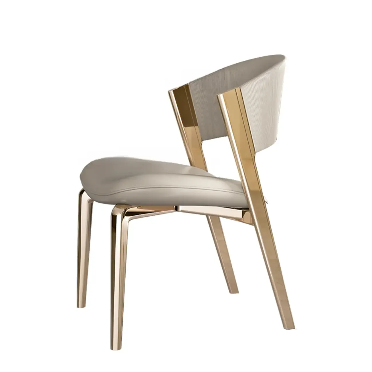 Glam Modern Low Back Faux Leather Dining Chair