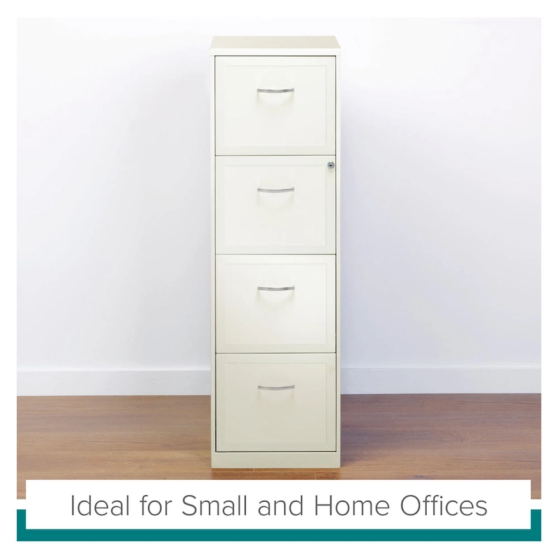 Space Solutions Pearl White 4 Drawer Metal Vertical File Cabinet
