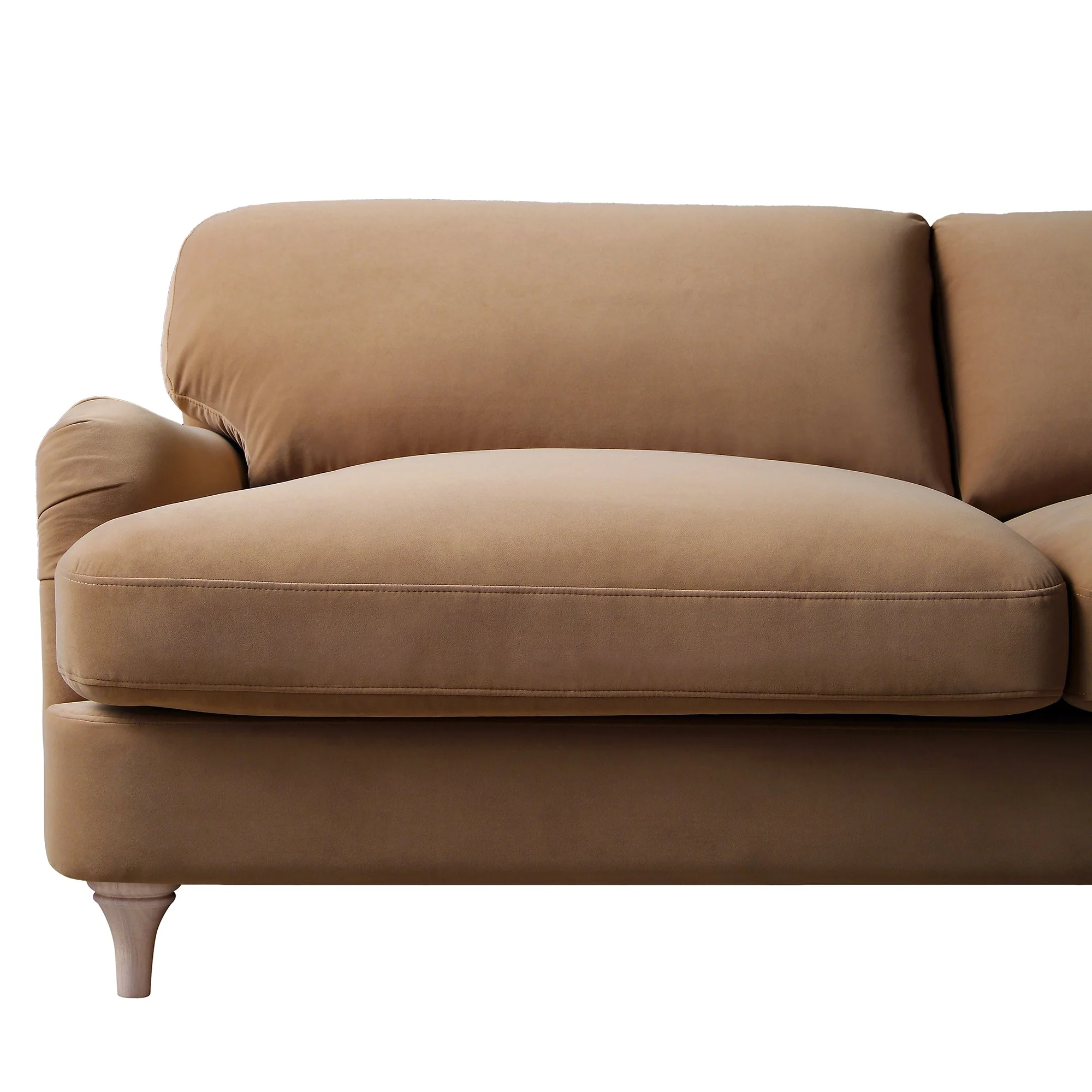 Camel Velvet Sofa, 3-Seater