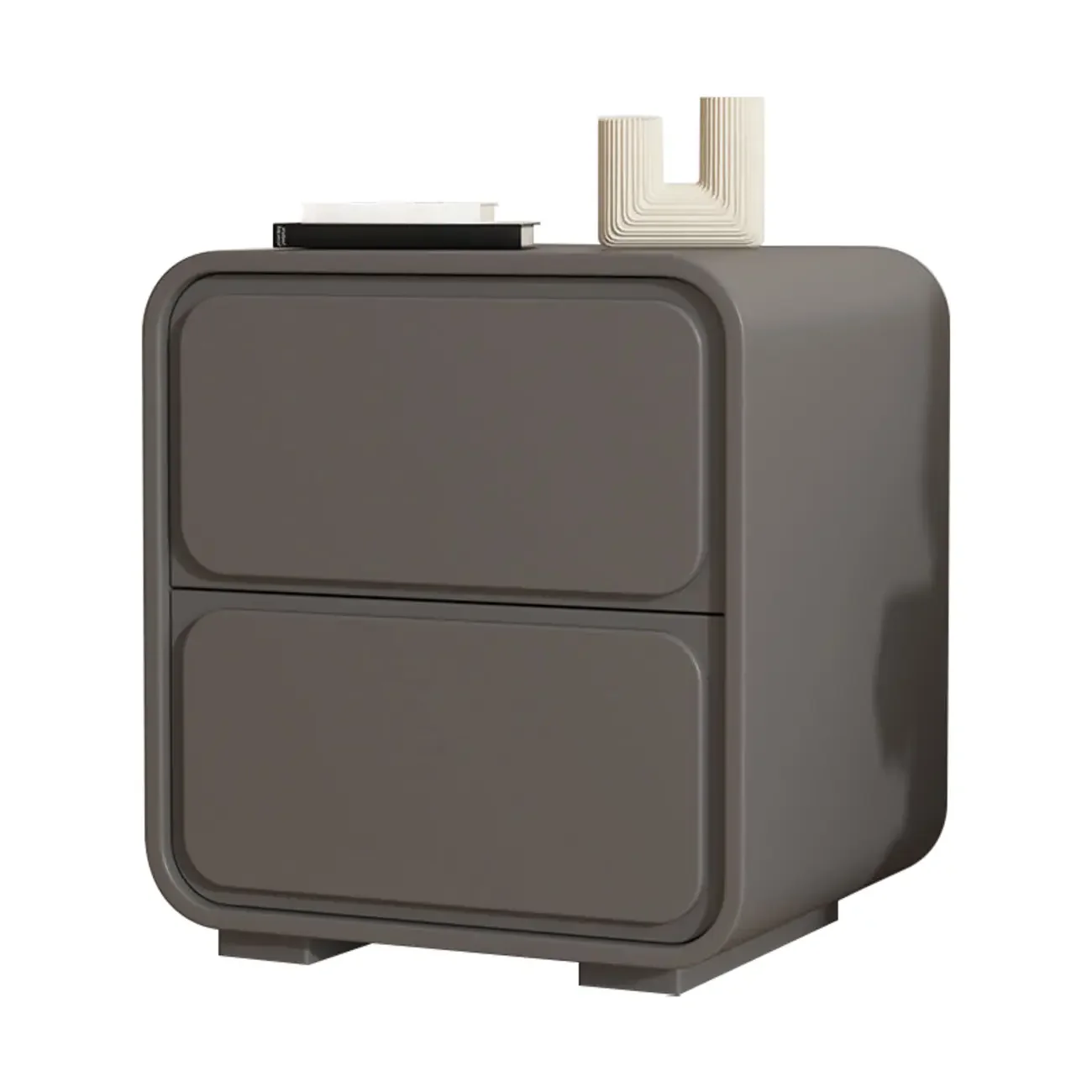 Modern Bedside Table with 2 Drawers - Beige Nightstand