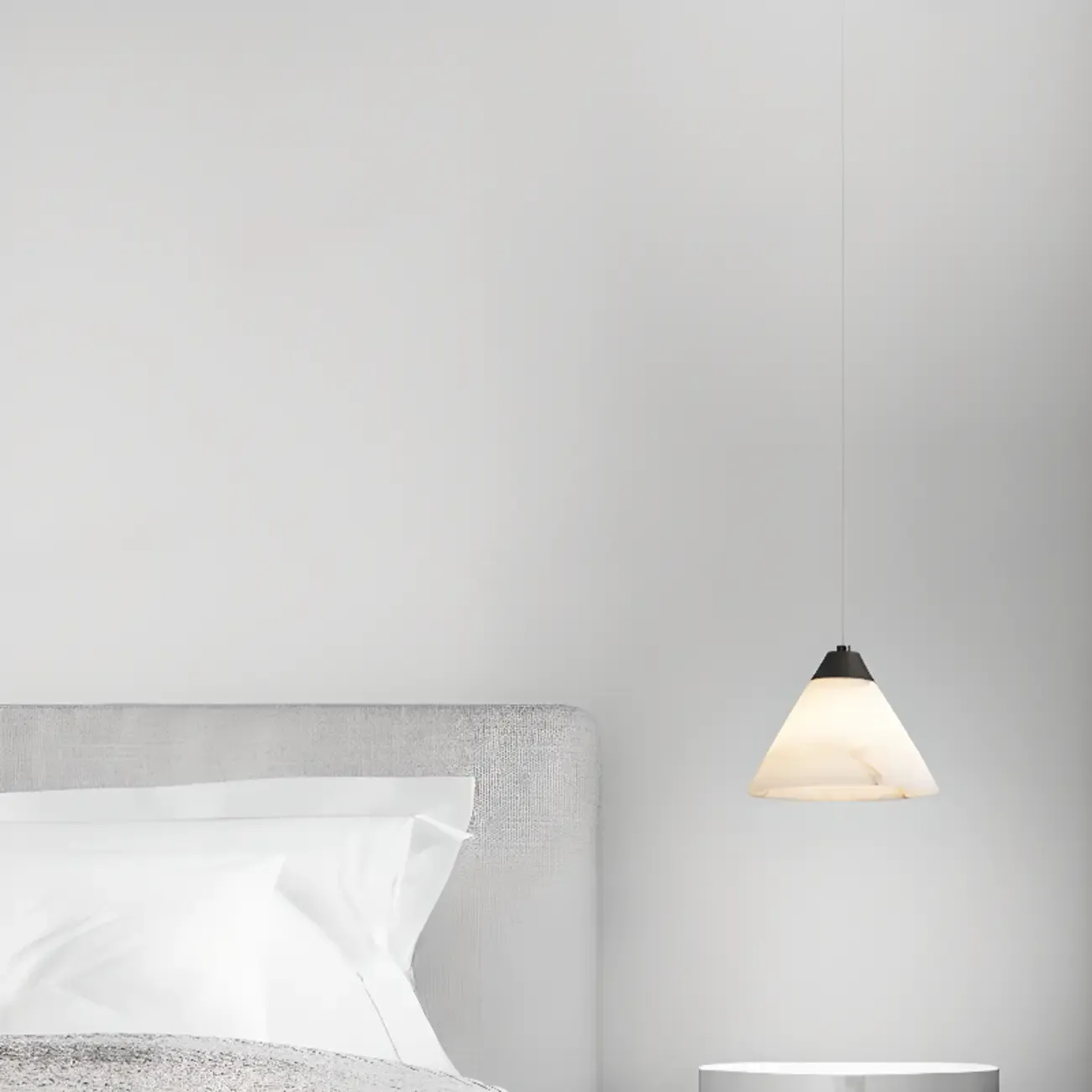 Modern Conical Alabaster White Bedroom Pendant Light