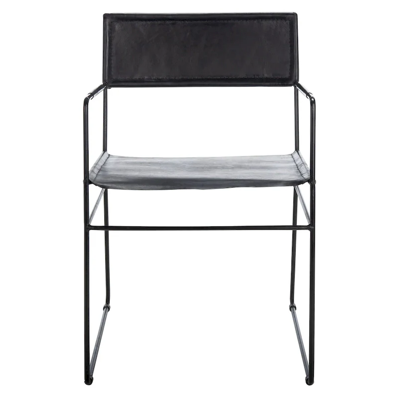 SAFAVIEH Bernardine Leather Dining Chair (Set of 2) - 21.7 W x 19.7 L x 31.9 H - 22Wx20Dx32H