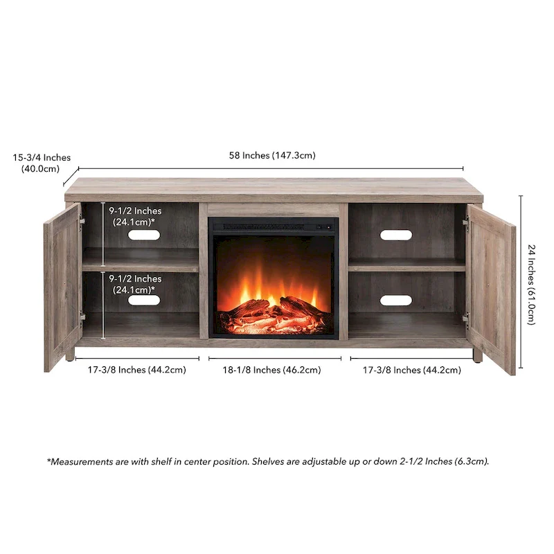 Granger 58  TV Stand with Log Fireplace Insert