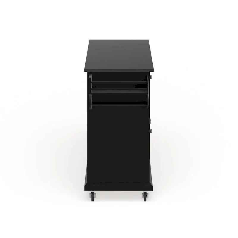 Black Wood Kitchen Cart/ Island with Solid Black Granite Top - 18d x 51.5w x 36h