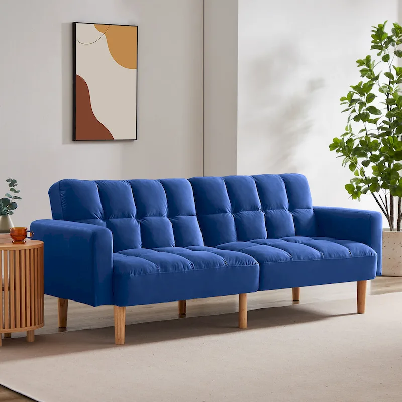 79.52W Modern Velvet Convertible Sofa