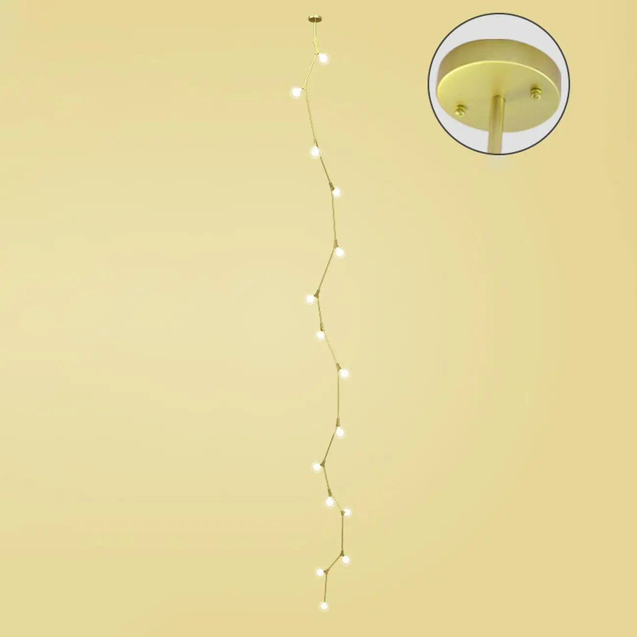 Modern Gold Branch Globe Glass Downrod Stairwell Chandelier