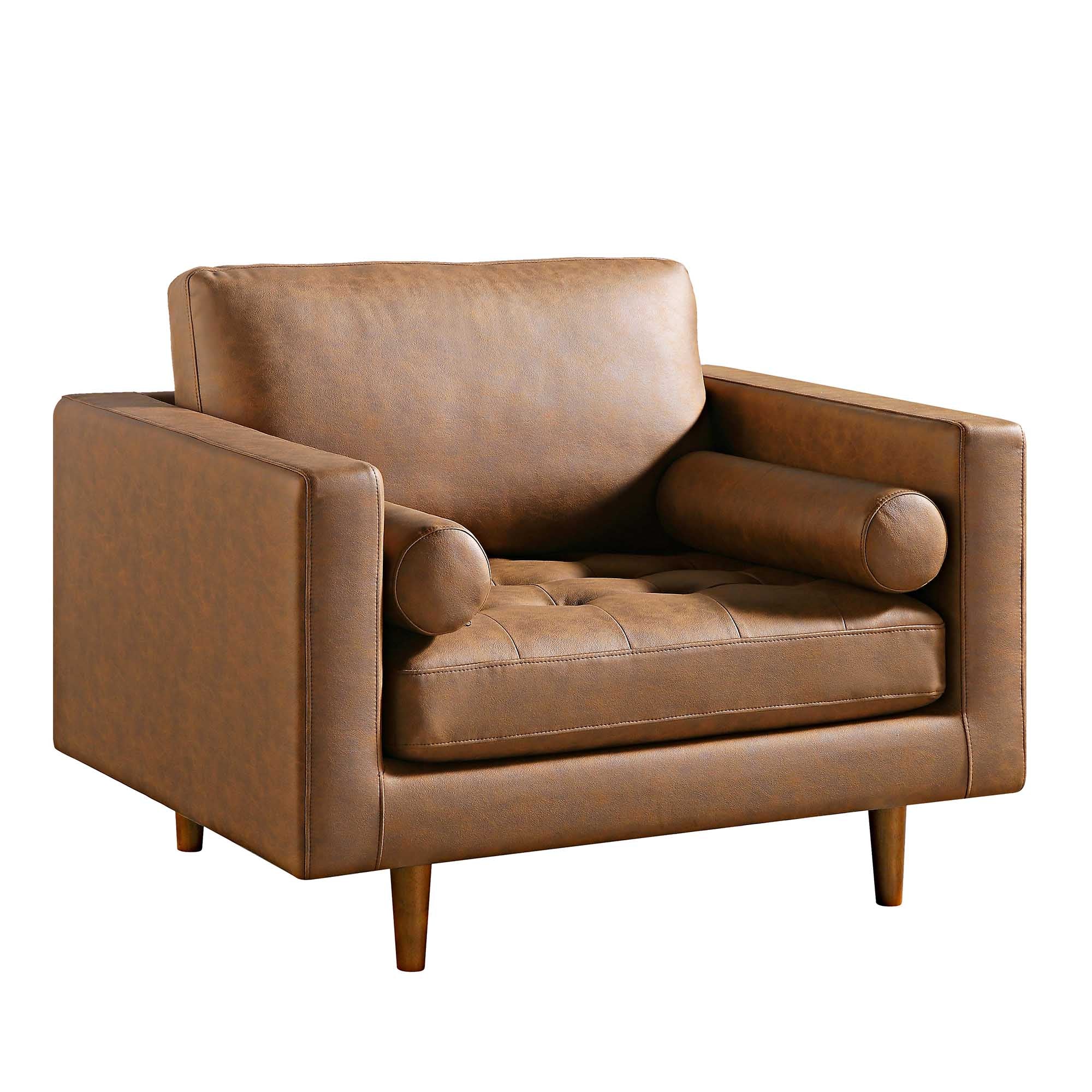 Armchair, Tan Faux Suede