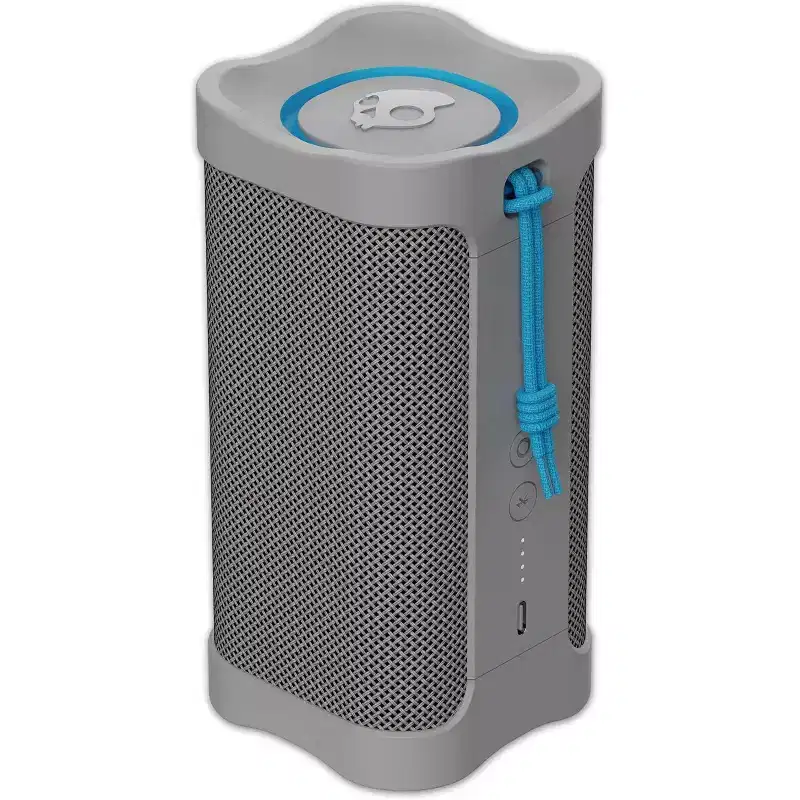 Skullcandy Terrain XT Wireless Bluetooth Speaker - IPX7 Waterproof, Portable, 14 Hour Battery, Nylon Wrist Wrap, & True Wireless Stereo, Light Grey