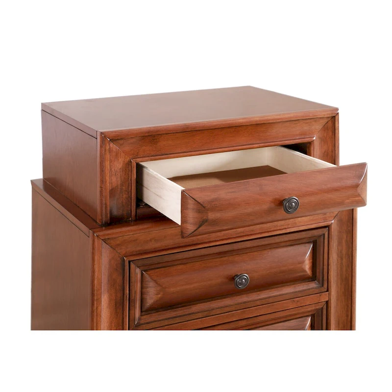 Traditional Three-Drawer 2-Tier Nightstand with Metal Pull