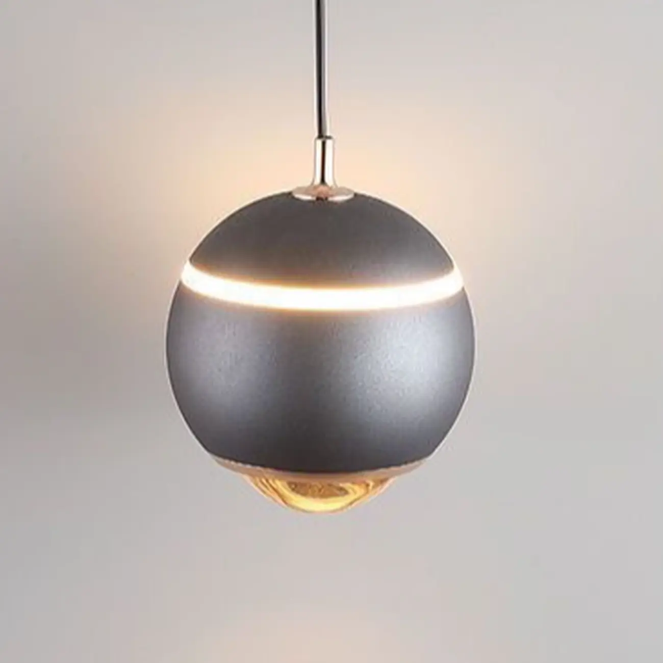 Modern Metal Glass Globe Pendant Light Warm LED
