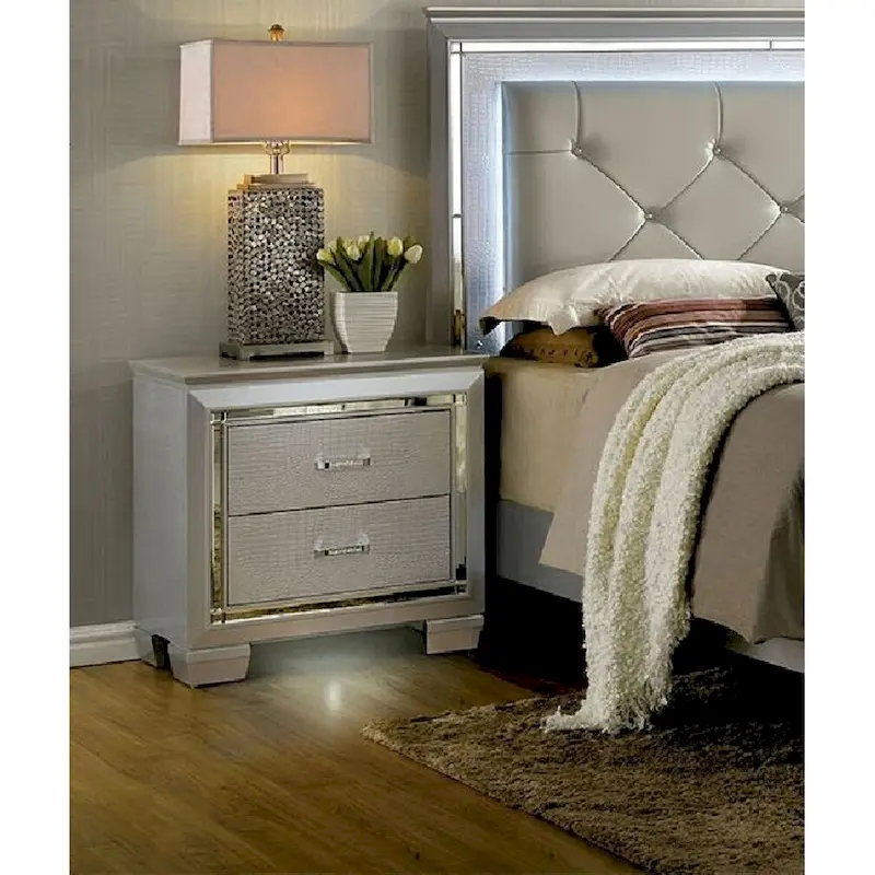 Nightstand Bedside Table with LED Light