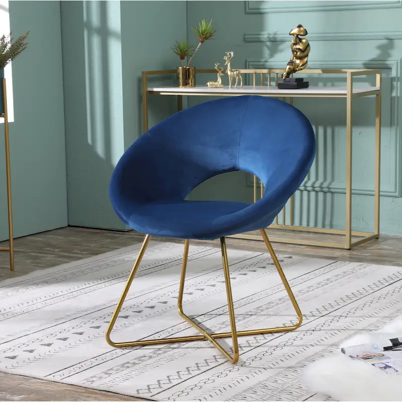 Velvet Accent Chair with Gold Sled Base – Curved Back, Multiple Colors (28
