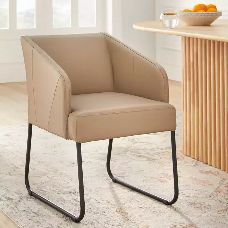 Lifestorey Layton Modern Leather Dining Chair Khaki