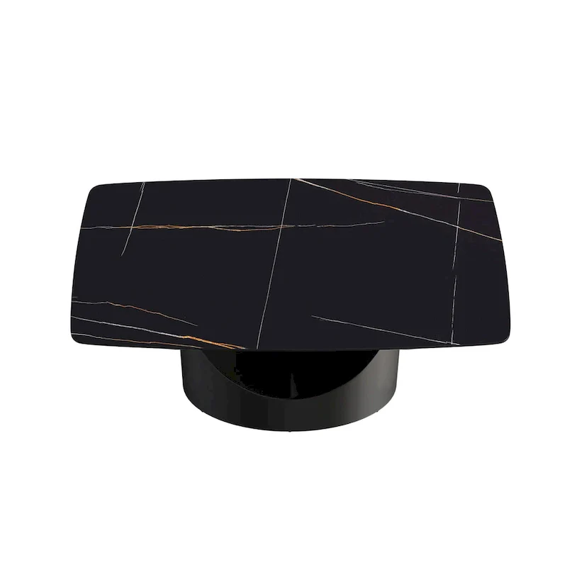 63 Modern Dining TableSintered Stone Tabletop with Black Base
