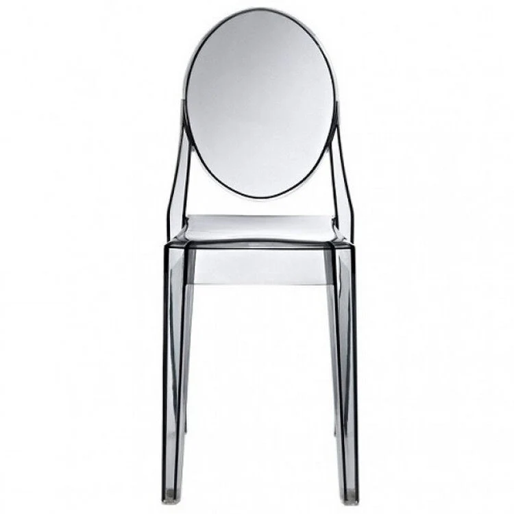 Stackable Mid Century Modern Crystal Clear Side Chairs Dining Living Room Transparent No Arms Accent Desk