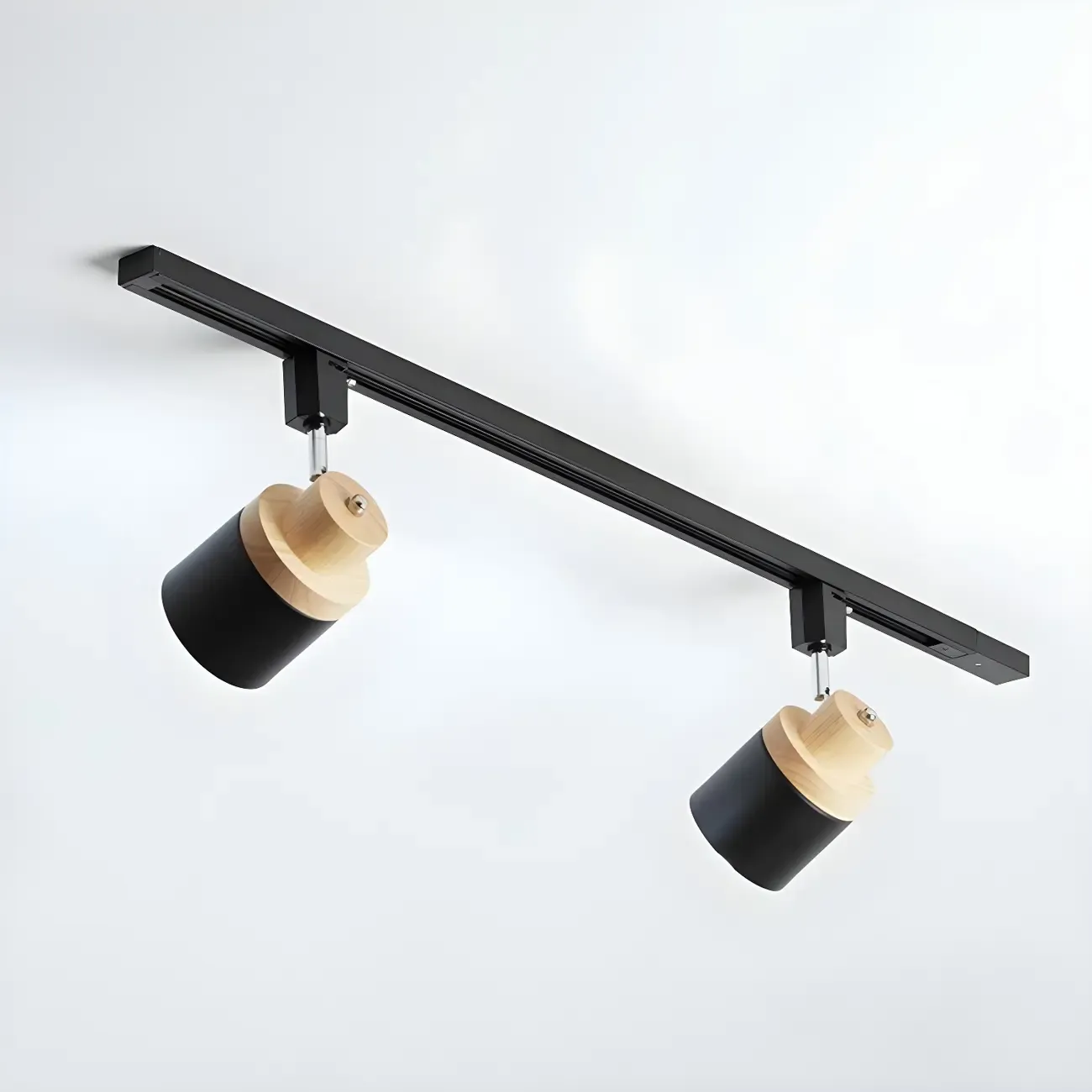 4-Light Modern Metal Wooden Base Slidable Track Light