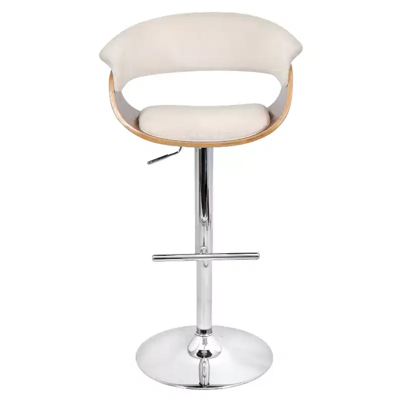 Set of 2 Vintage Mid-Century Modern Adjustable Barstools Cream: Swivel, Footrest, Polyester - LumiSource