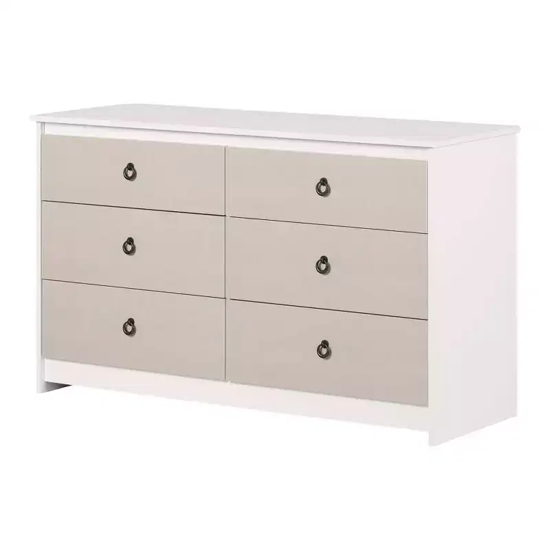 South Shore 6 Drawer Double Dresser White/Beige