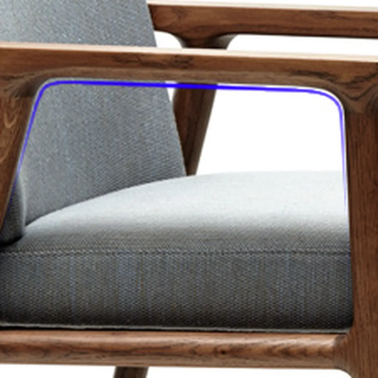 Modern Upholstered Dining Chair Square Shape with Wood Arms