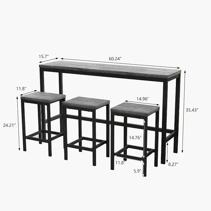 4pcs/Set Kitchen Dining Table with 4 Chairs, Well-Crafted Table Set for Dining Room, Living Room, Home, or Office