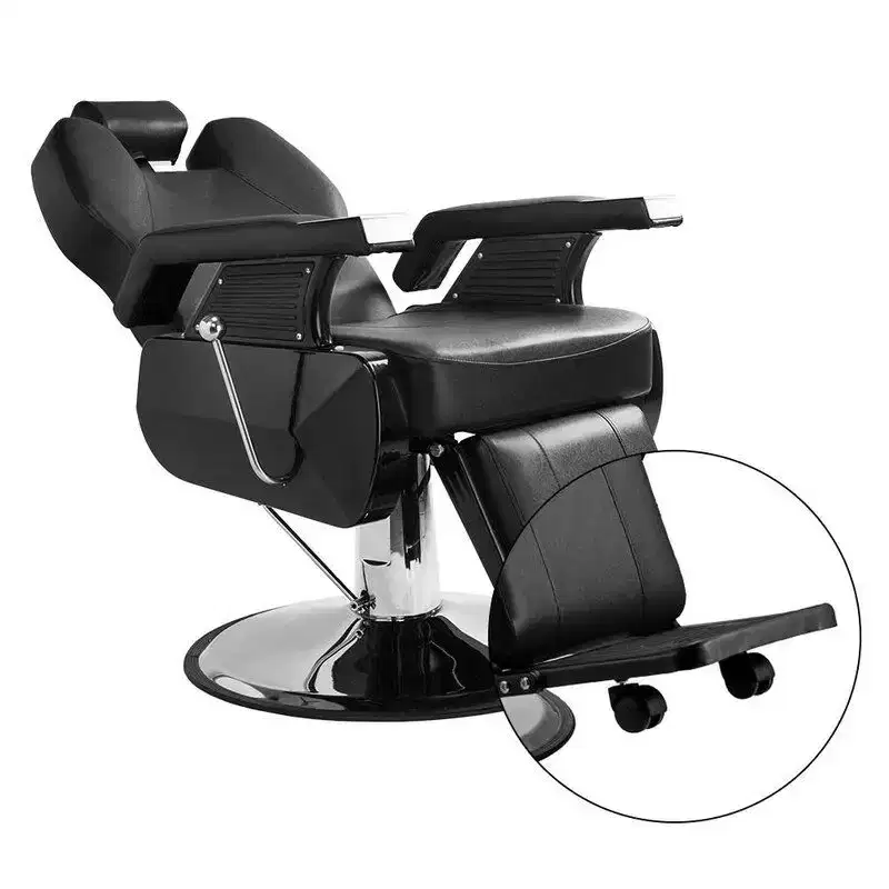 Karl Home Black Classical Style Heavy Duty Hydraulic Reclining Barber Chair