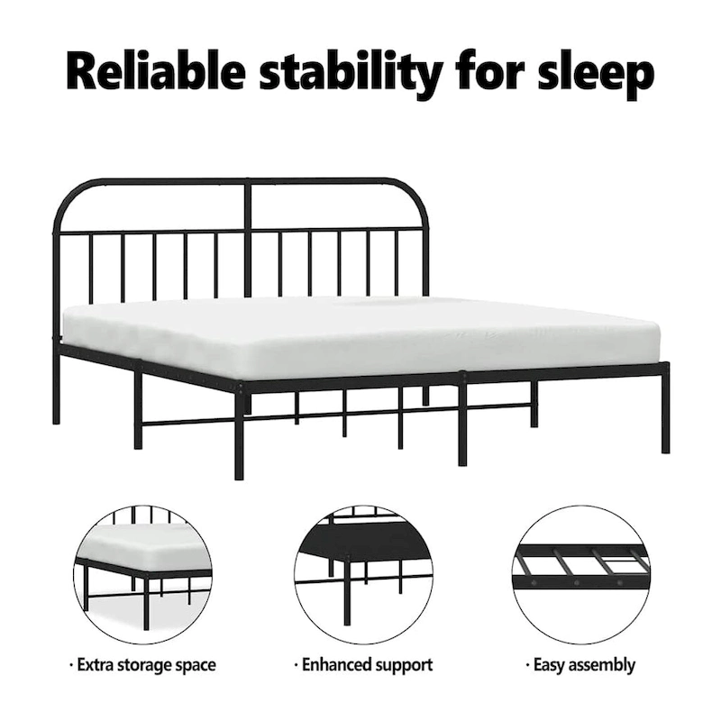 vidaXL 12 Inches Metal Bed Frame No Mattress
