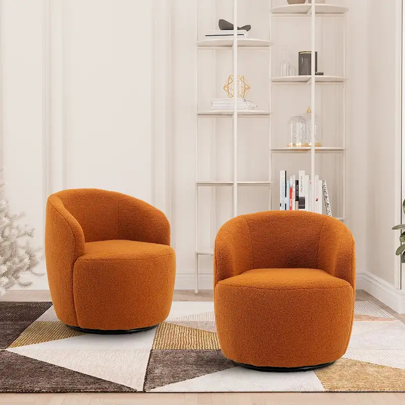 Ouyessir Modern Teddy Upholstered Swivel Barrel Chair(Set of 2)