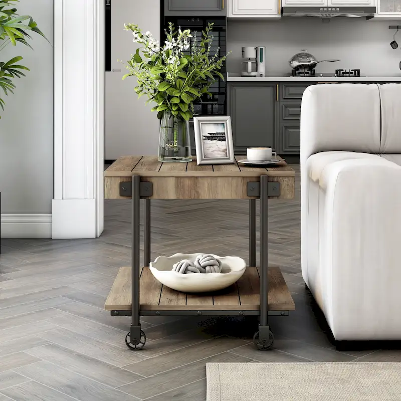 Hyssop Farmhouse 24-inch Steel 1-Shelf End Table by Furniture of America