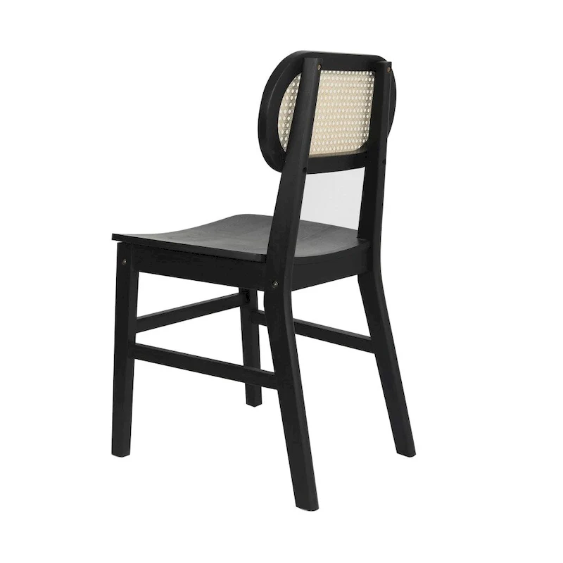 Set of 2 Cane Rattan Dining Chairs with Wood Frame